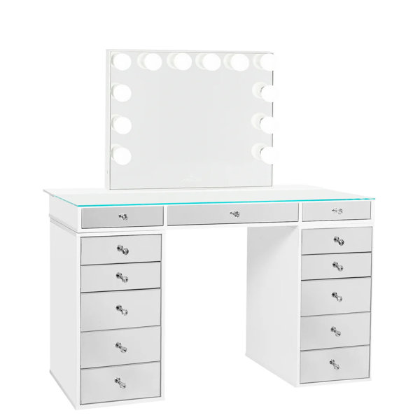 Hokku Designs Slaystation Plus 2.0 Mirrored Tabletop With 5 Drawer